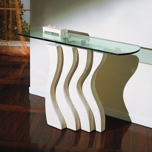 Console contemporaine - Onda  - stonebreakers - en verre / avec piètement en pierre / rectangulaire