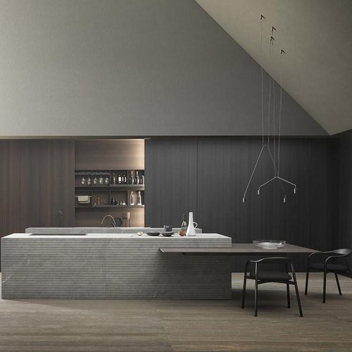Cuisine contemporaine - BLADE LAB - MODULNOVA - en bois / en pierre / avec îlot