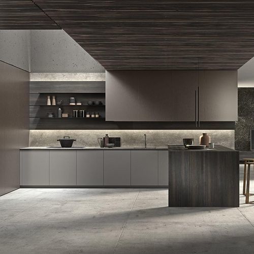 Cuisine contemporaine - TWENTY - MODULNOVA - en bois / en grès cérame / avec îlot