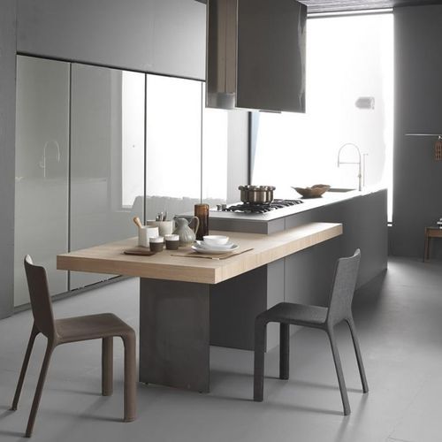 Cuisine contemporaine - LIGHT - MODULNOVA - en bois / en L / avec poignée intégrée