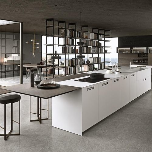 Cuisine contemporaine - MH6 - MODULNOVA - en bois / en stratifié / avec îlot