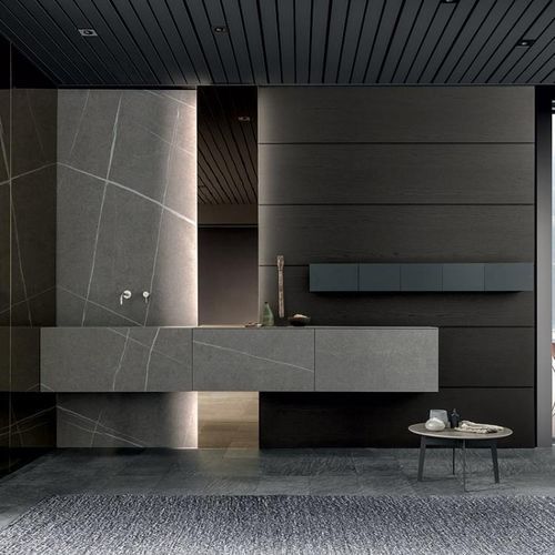 Meuble vasque double - SKILL - MODULNOVA - suspendu / grès / contemporain