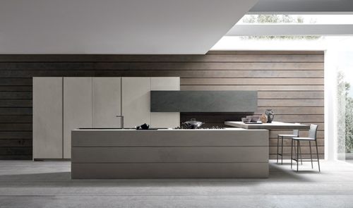 Cuisine contemporaine - TWENTY RESINA - MODULNOVA - en bois / en béton / en grès cérame