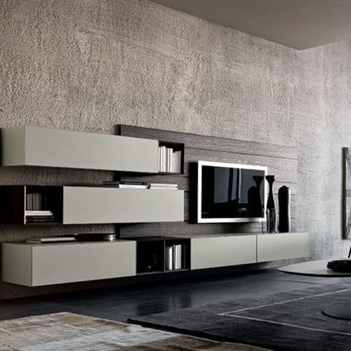 Ensemble TV mural contemporain - MORE - MODULNOVA - en bois / modulable / avec rangement intégré