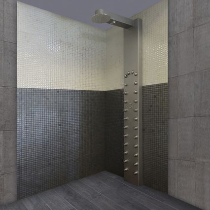 Colonne de douche électronique - MULTI-ZONE - Inbeca Wellness Equipment S.L - en aluminium / finition chrome / murale