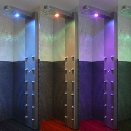 Colonne de douche murale - THREE SEASONS - Inbeca Wellness Equipment S.L - contemporaine / avec lumière intégrée / en panneau