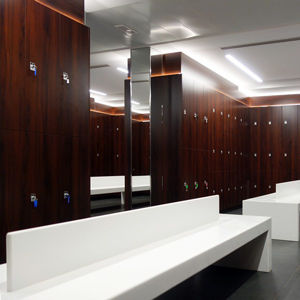 Banc de vestiaire contemporain - SPECIAL - Inbeca Wellness Equipment S.L - en HPL / avec dossier / sans accoudoirs