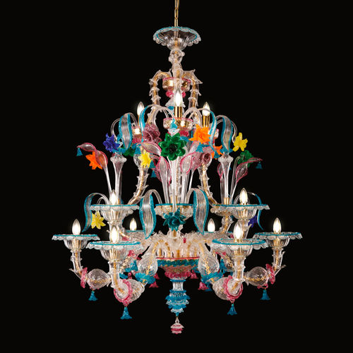 Lustre de style - KIA ORA - MULTIFORME - en verre soufflé / en verre de Murano / à LED