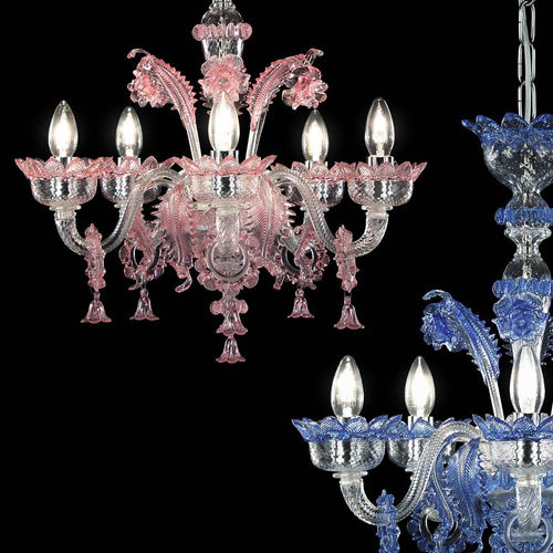 Lustre de style - V-CLASSIC 800 - MULTIFORME - en verre de Murano / cascade / doré