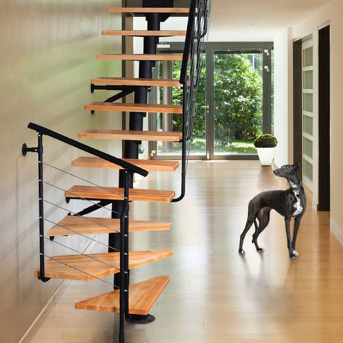 Escalier quart tournant - DIXI PLUS - Atrium - à marches en bois / structure en métal / contemporain