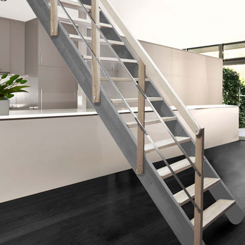 Escalier droit - PIANO - Atrium - à marches en bois / structure en bois / contemporain