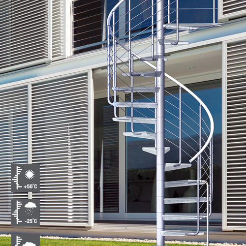 Escalier en colimaçon - PERFO - Atrium - à marches en métal / structure en acier inoxydable / d'extérieur
