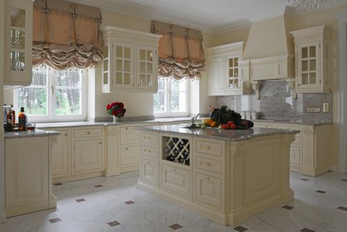 Cuisine de style - ROYAL - AKAN-handmade furniture - en bois massif / en bois laqué / avec îlot