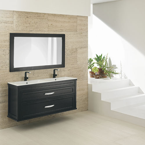 Meuble vasque double - AMBRA: 3 - EBAN - suspendu / en bois massif / en céramique