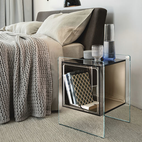Table de chevet contemporaine - MAGIQUE CUBO - FIAM ITALIA - en verre / rectangulaire / avec rangement
