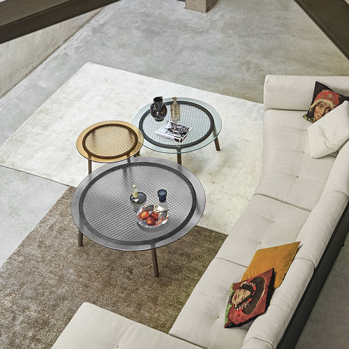 Table basse contemporaine - CANNAGE  - FIAM ITALIA - en verre trempé / en marbre / avec piètement en bois massif