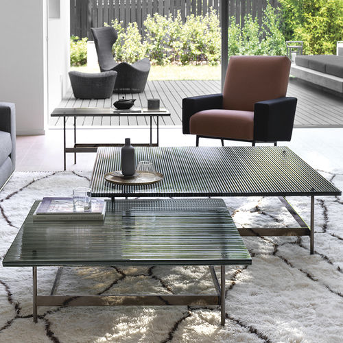 Table basse contemporaine - WAVES - FIAM ITALIA - en verre / en marbre / avec piètement en métal