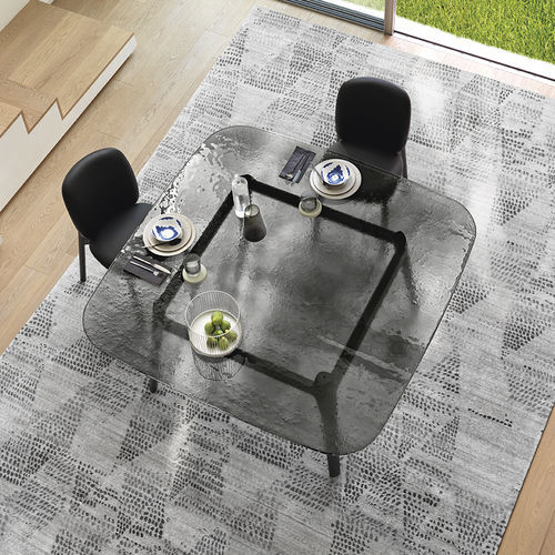 Table contemporaine - MAGMA - FIAM ITALIA - en verre trempé / avec piètement en bois massif / rectangulaire