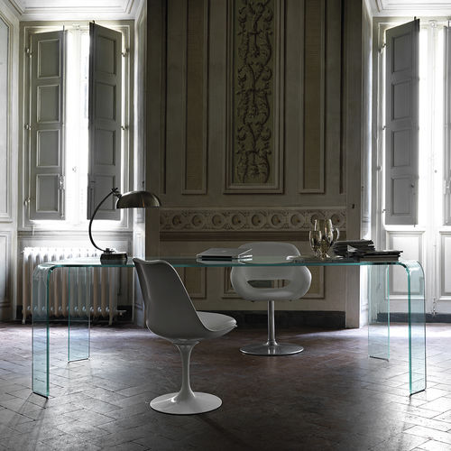 Table à manger contemporaine - RAGNO   - FIAM ITALIA - en verre bombé / avec piètement bombé / rectangulaire