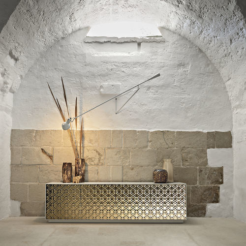 Buffet contemporain - ECHO MADIA - FIAM ITALIA - en bois laqué / en verre fumé / face en verre trempé