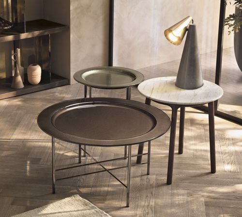 Table basse contemporaine - EN - FIAM ITALIA - en verre / avec piètement en métal / ronde