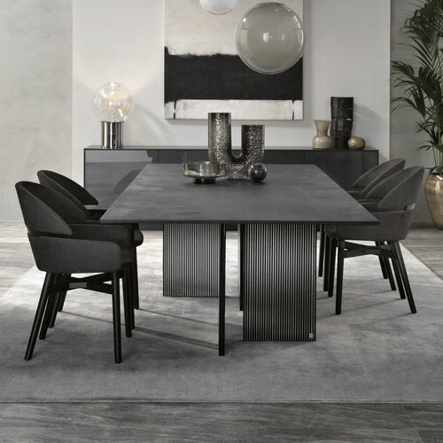 Table contemporaine - BIG WAVE  - FIAM ITALIA - en placage de bois / en verre / avec piètement en verre