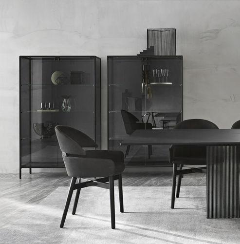 Chaise contemporaine - LLOYD  - FIAM ITALIA - d'intérieur / en cuir / avec piètement en bois massif