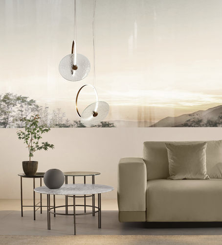 Table d'appoint contemporaine - CRISTALINE - FIAM ITALIA - en verre trempé / en marbre / avec piètement en métal