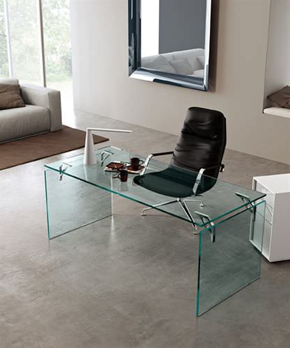 Bureau contemporain - BRIGHT  - FIAM ITALIA - en verre / sur mesure / pour le télétravail