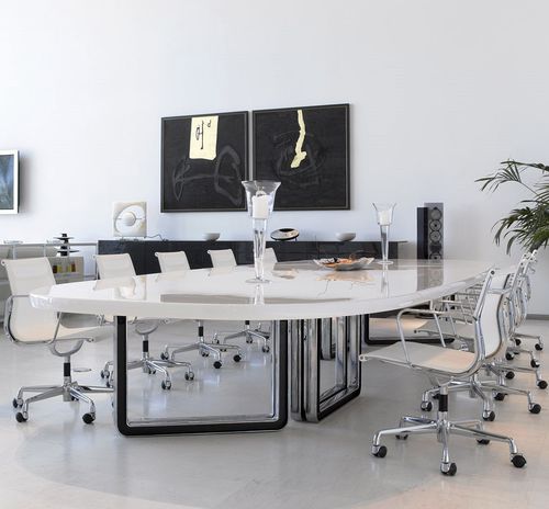 Table de conférence contemporaine - T334 | T335 - TECNO - en bois / ovale / modulable