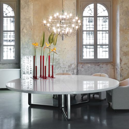 Table contemporaine - T334 | T335 - TECNO - en aluminium / avec piètement en aluminium / ronde