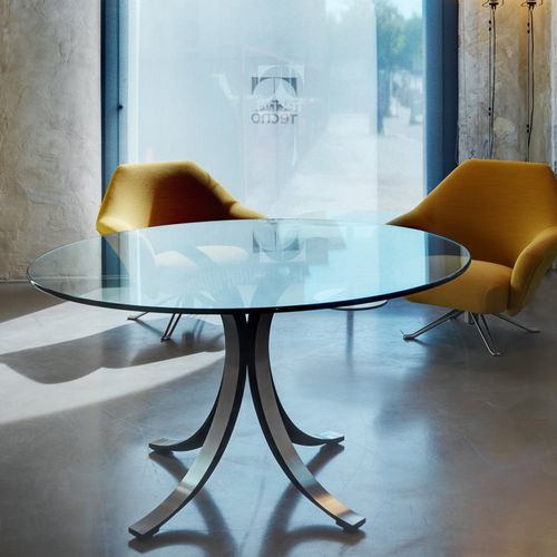 Table contemporaine - T69 - TECNO - en acier inoxydable / avec piètement en acier inoxydable / ronde