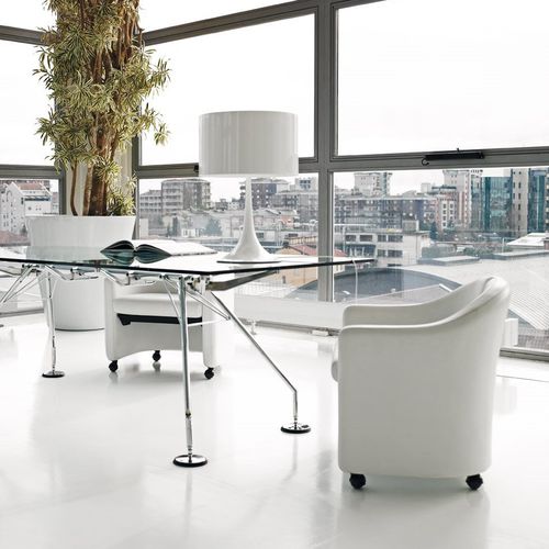 Chaise visiteur contemporaine - SERIE 142 - TECNO - en tissu / en cuir / tapissée