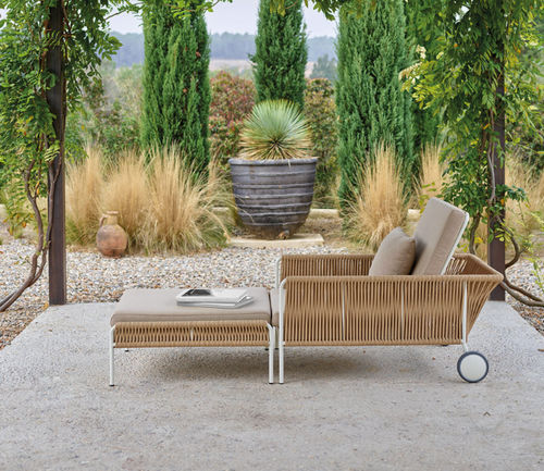 Fauteuil contemporain - WEAVE - POINT - en tissu acrylique / en corde / en aluminium laqué