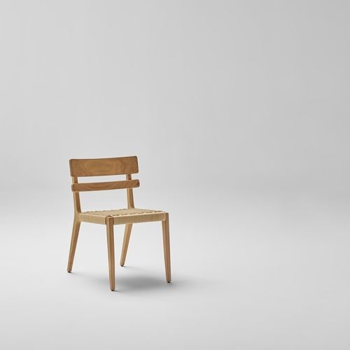 Chaise traditionnelle - PARALEL - POINT - d'intérieur / en teck / en tissu