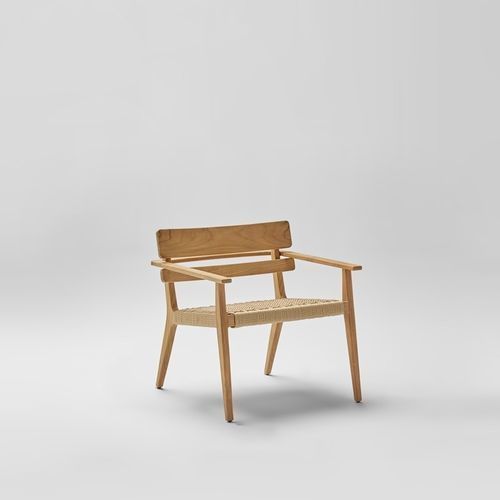 Fauteuil club contemporain - PARALEL - POINT - en tissu / en teck / en corde