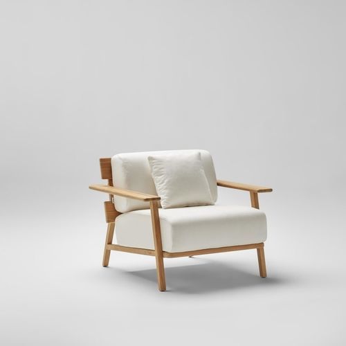 Fauteuil contemporain - PARALEL - POINT - en mousse de polyuréthane / en tissu / en teck