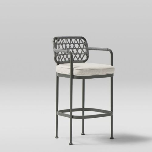 Tabouret de bar contemporain - CURIO - POINT - en mousse de polyuréthane / en tissu / en corde