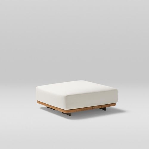 Pouf contemporain - PAL - POINT - en teck / en tissu / en aluminium laqué