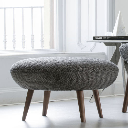 Pouf contemporain - HANNA - BERTO - en tissu / en cuir / en bois