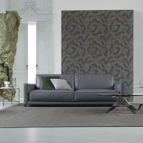 Canapé contemporain - TOMMY - BERTO - en cuir / avec coussin amovible / gris