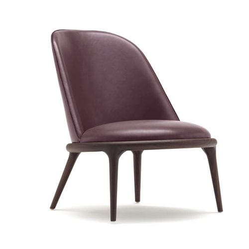 Fauteuil contemporain - KIM - BERTO - en cuir / en noyer / avec dossier haut