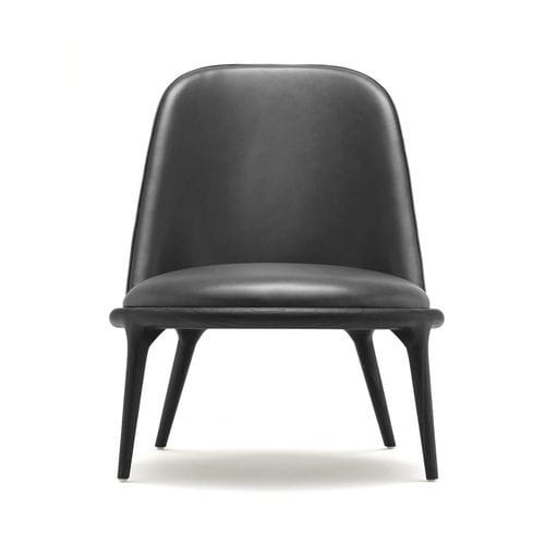 Fauteuil contemporain - KIM  - BERTO - en cuir / en noyer / avec dossier haut