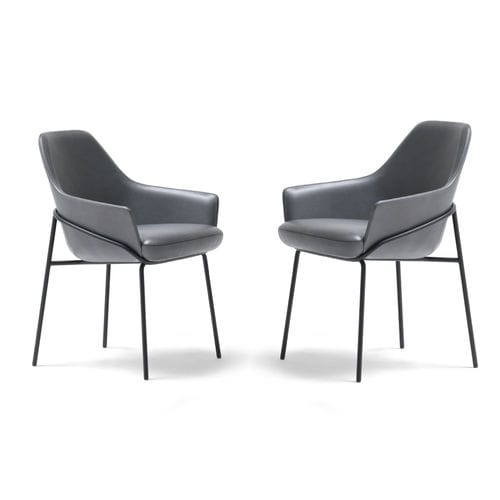Chaise de salle à manger contemporaine - JACKIE - BERTO - d'intérieur / en cuir / avec piètement en métal