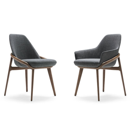 Chaise contemporaine - JACKIE WOOD - BERTO - d'intérieur / en tissu / en cuir