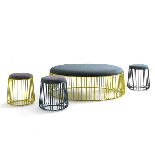 Tabouret contemporain - BRUCE - BERTO - en tissu / avec piètement en acier inoxydable laqué / piètement central