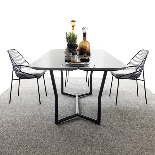 Table à manger contemporaine - CJ  - BERTO - en HPL / en pierre de lave / avec piètement en acier inoxydable laqué