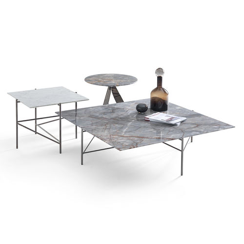 Table basse contemporaine - RIFF - BERTO - en marbre / avec piètement en métal / rectangulaire