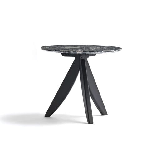 Table d'appoint contemporaine - CIRCUS  - BERTO - en MDF laqué / avec piètement en acier chromé / avec piètement en frêne