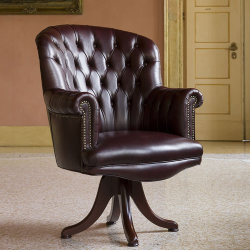 Fauteuil visiteur chesterfield - PROFESSIONAL - BERTO - en cuir / en bois / professionnel